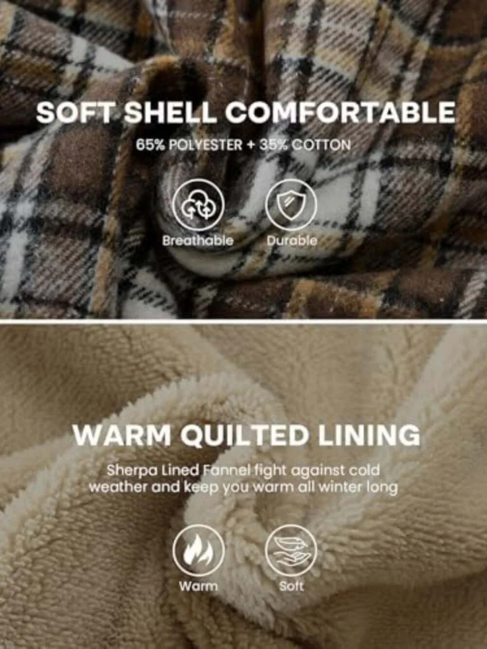 Cozy Men's Fleece Lined Zip Up Flannel Jacket with Hood - Perfect for Fall!